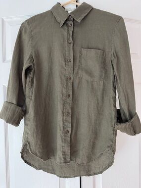 H&M XS Olive Green Button-Front Women's Shirt